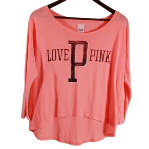 PINK Victoria's Secret Women Logo Top Graphic Love Pink Print Size Small Hi-Lo